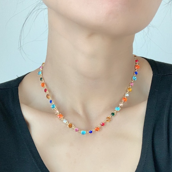LUCKY RHINESTONES STATEMENT NECKLACE - MULTICOLOR - Picture 5 of 5